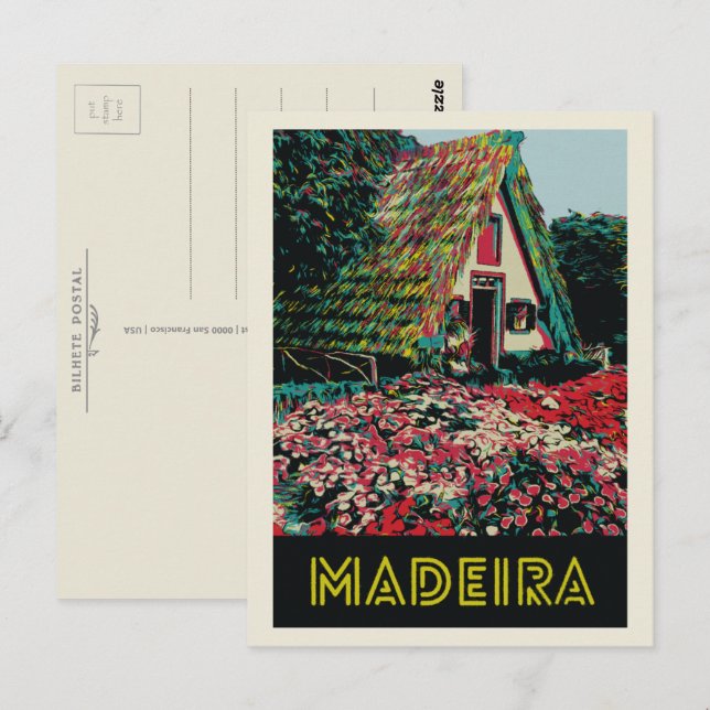Postal Ilustracion típico de Madeira Portugal (Anverso / Reverso)