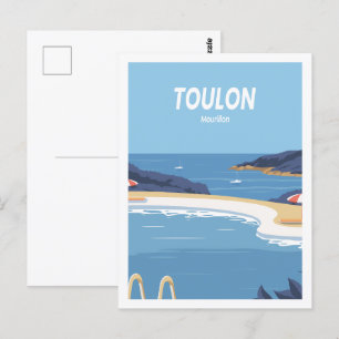 Postal Ilustracion Toulon Mourillon Famous Travel Place