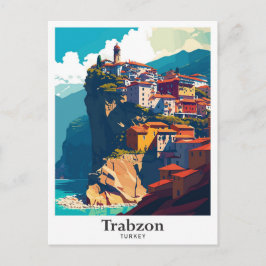 Postal Ilustracion Trabzon Turquía Travel Vintage