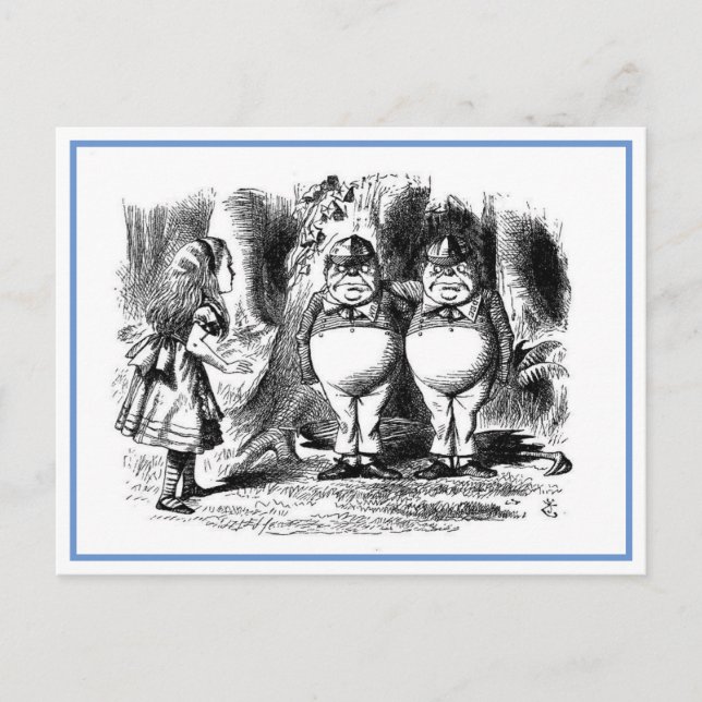 Postal Ilustracion Tweedledum y Tweedledee (Anverso)