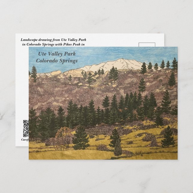 Postal Ilustracion Ute Valley Park Colorado Springs (Anverso / Reverso)