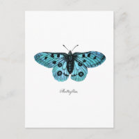 Ilustracion Verde azulado de mariposa azul vintage