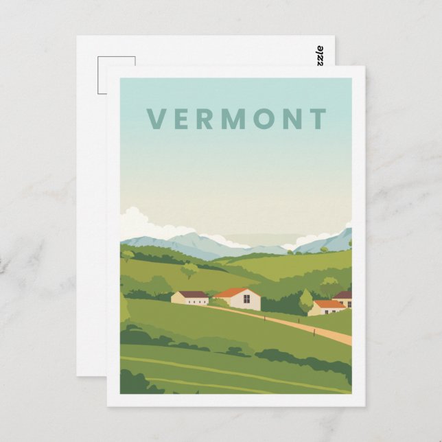 Postal Ilustracion Vermont USA Famous Travel Place (Anverso / Reverso)