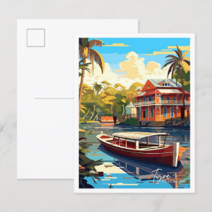 Postal Ilustracion Viajero de Tigre Argentina