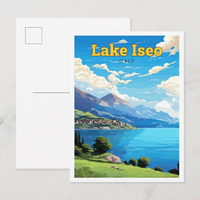 Postal Ilustracion Viajero del Lago Iseo Italia (Anverso / Reverso)