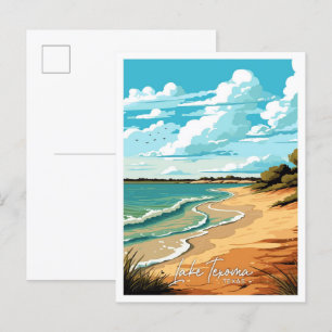 Postal Ilustracion Viajero del Lago Texoma Texas