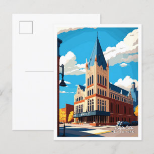 Postal Ilustracion Viajero Ithaca de Nueva York