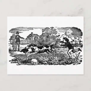 Postal Ilustración victoriana de arte de mascota antigua 