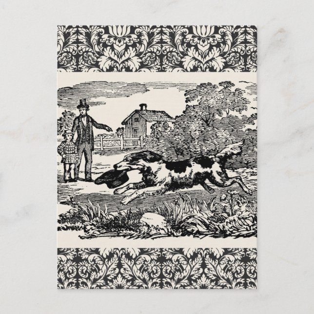 Postal Ilustracion victoriano de arte mascota antiguo (Anverso)