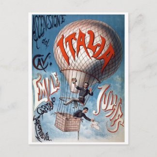 Postal Ilustracion Vintage Balloonista de Emile Julhes