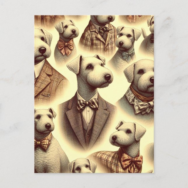 Postal Ilustracion Vintage Bedlington Terrier (Anverso)