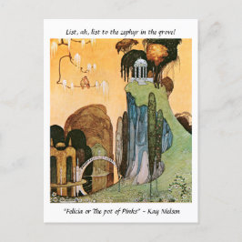 Postal Ilustracion vintage con jardín encantado Kay Niels