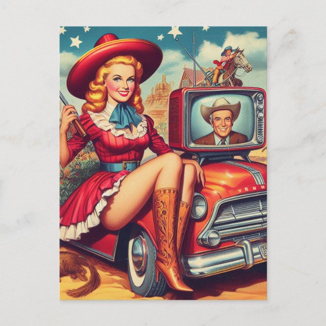 Postal Ilustracion Vintage Country Pin-Up (Anverso)