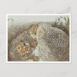 Postal Ilustración vintage de Annie French "La Novia"