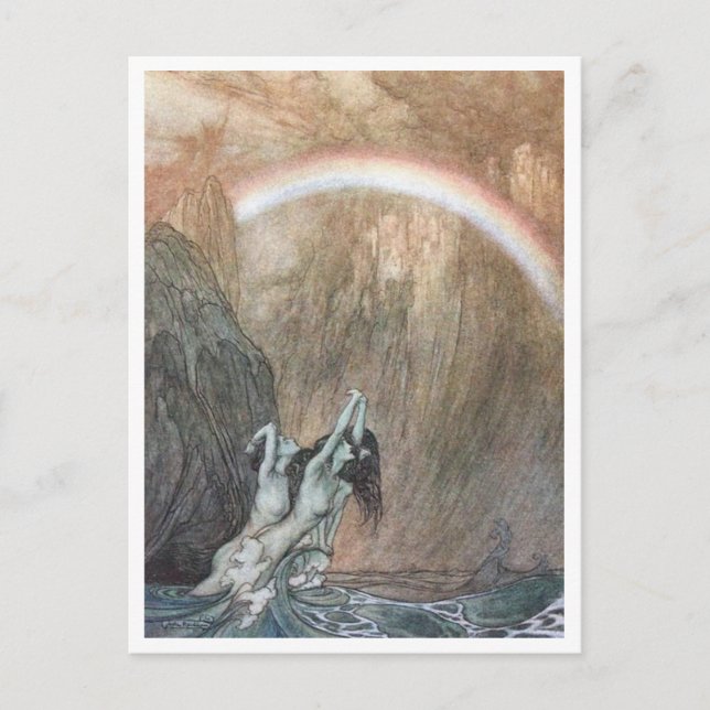 Postal Ilustracion vintage de Arthur Rackham Ring Cycle (Anverso)