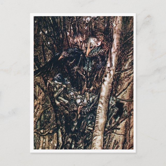 Postal Ilustracion vintage de Arthur Rackham Undine (Anverso)