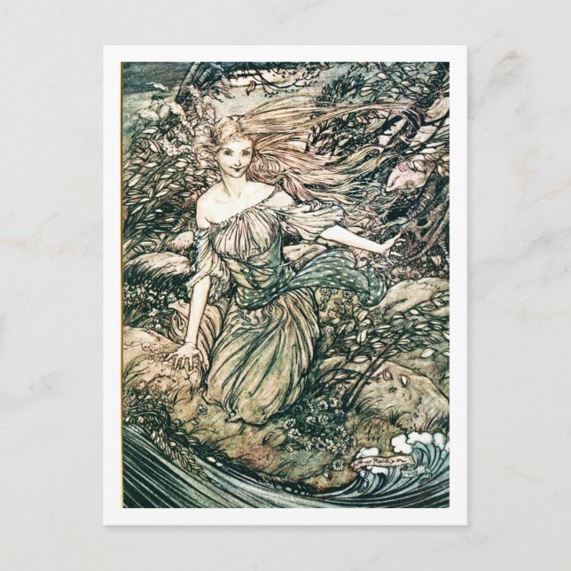 Postal Ilustracion vintage de Arthur Rackham Undine (Anverso)