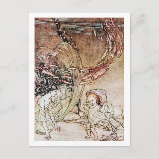 Postal Ilustracion vintage de Arthur Rackham Undine (Anverso)