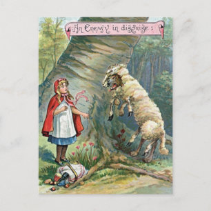 Postal Ilustración Vintage de Caperucita Roja