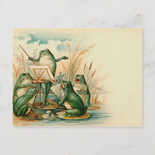 Postal Ilustracion vintage de Frog Chorus