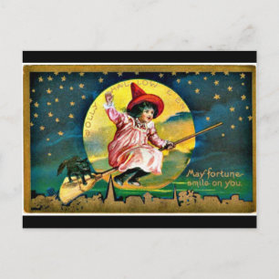 Postal Ilustración vintage de Halloween