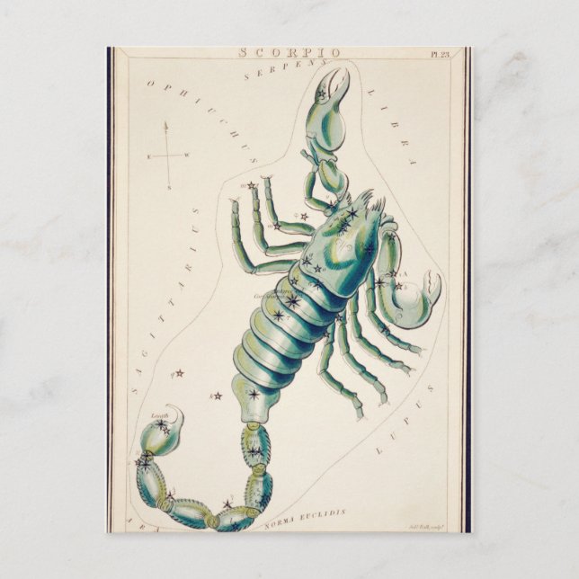 Postal Ilustración Vintage de la Constelación (Anverso)