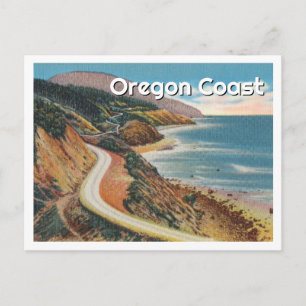 Postal Ilustración Vintage de la Costa de Oregon con Nomb