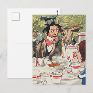 Postal Ilustración vintage de la fiesta del té del Sombre