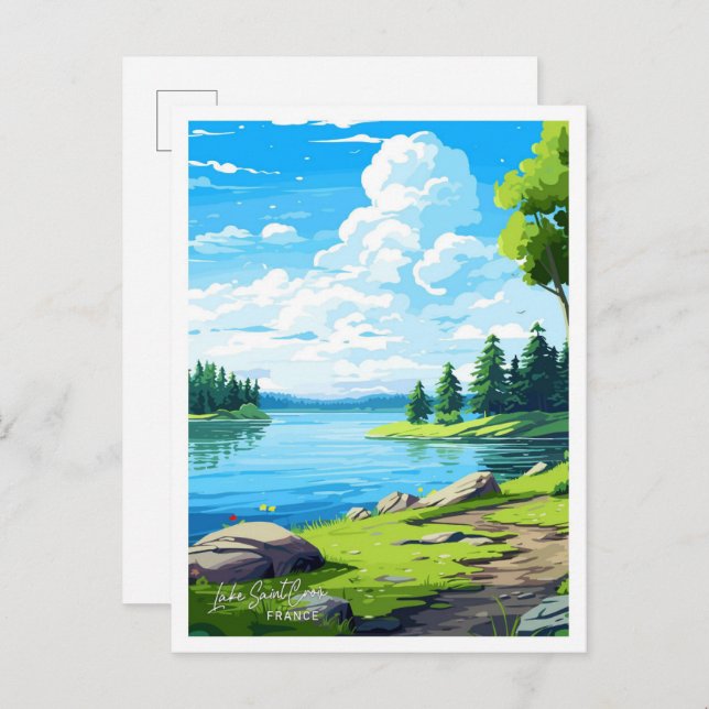 Postal Ilustracion Vintage de Lake Saint Croix (Anverso / Reverso)