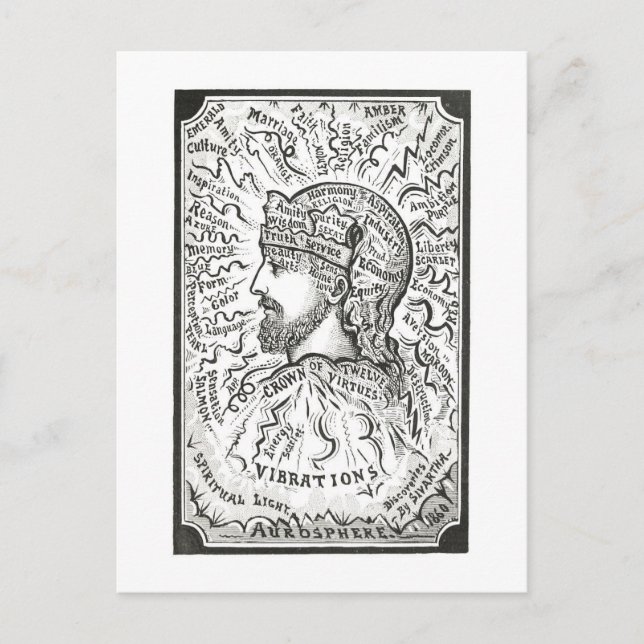 Postal Ilustracion vintage de las vibraciones de Aura (Anverso)