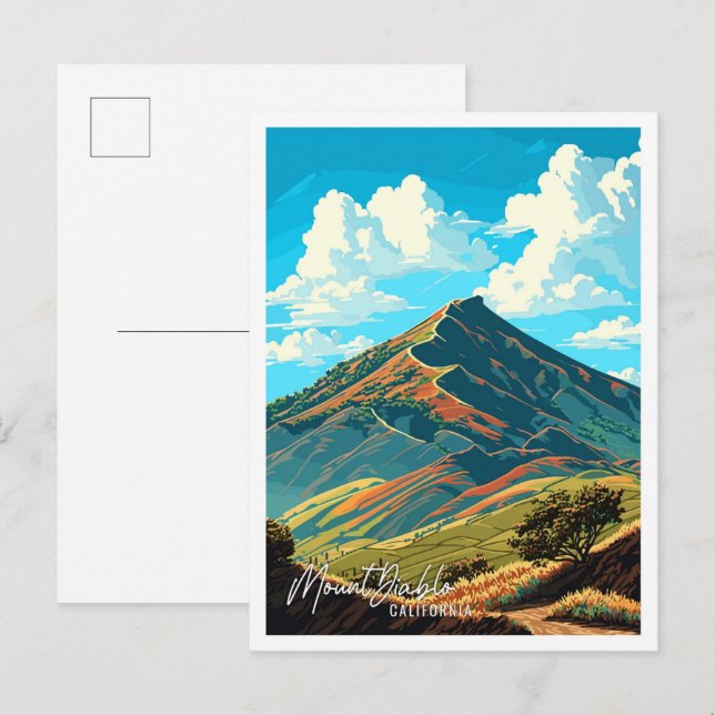 Postal Ilustracion vintage de Mount Diablo California (Anverso / Reverso)