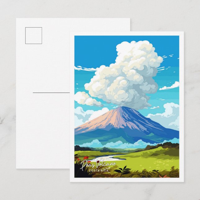 Postal Ilustracion Vintage de Poas (Anverso / Reverso)