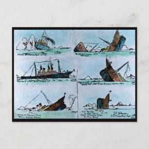 Postal ILUSTRACION vintage de RMS Titanic de Hundimiento