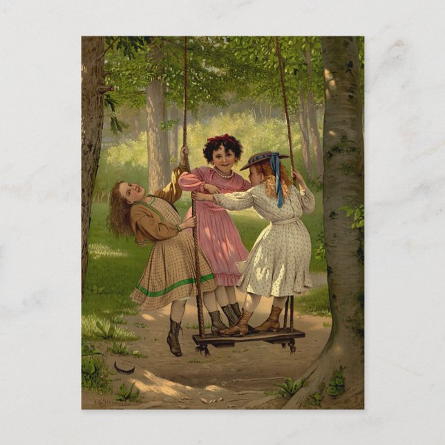 Postal Ilustracion Vintage de Tres Tomboys (Anverso)