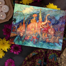 Postal Ilustracion vintage de Warwick Goble Hero regresa