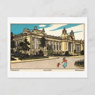 Postal Ilustración vintage del Börsenpalais en Budapest