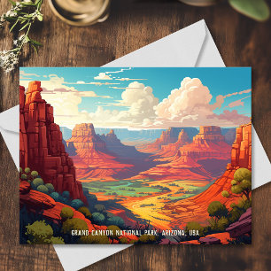 Postal Ilustracion Vintage del Parque Nacional del Gran C