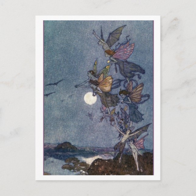 Postal Ilustracion Vintage Edmund Dulac Fairies (Anverso)