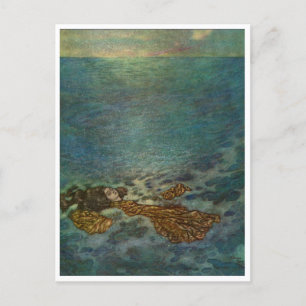 Postal Ilustracion Vintage Edmund Dulac Sirenita