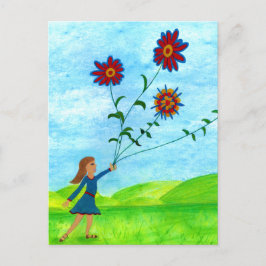 Postal Ilustracion Vintage floral de bonito