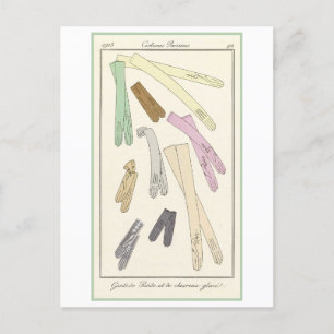 Postal ilustracion Vintage Glove Fashion 1913