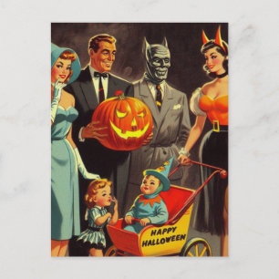 Postal Ilustracion Vintage Halloween