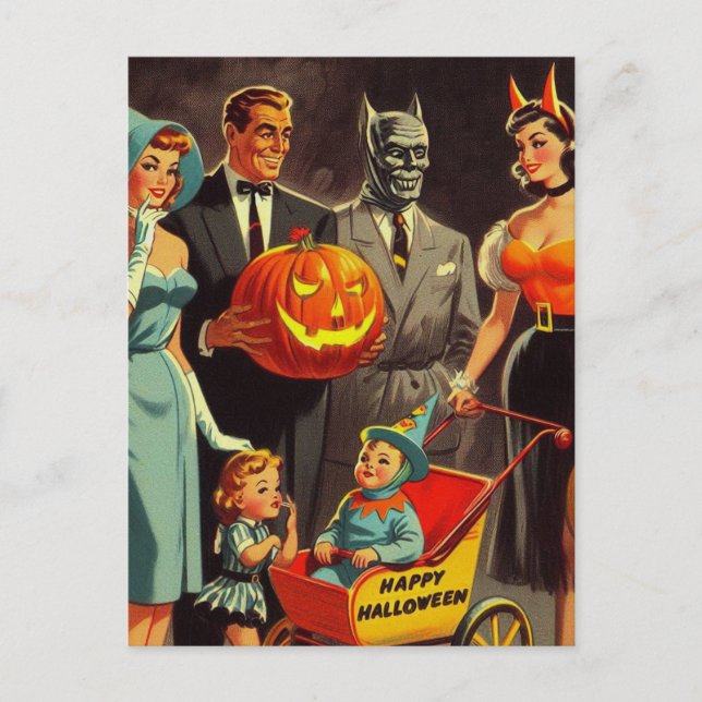 Postal Ilustracion Vintage Halloween (Anverso)