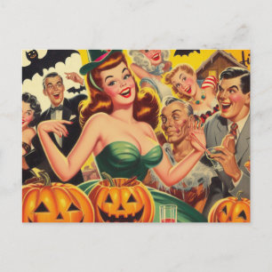 Postal Ilustracion Vintage Halloween