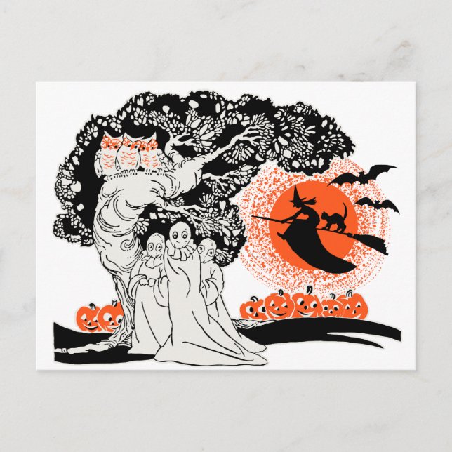 Postal Ilustracion Vintage Halloween (Anverso)