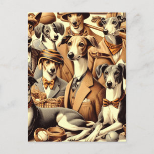 Postal Ilustracion vintage italiano Greyhound