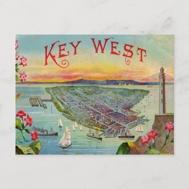 Postal Ilustracion Vintage Key West Florida (Anverso)