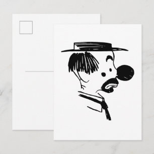 Postal Ilustración vintage payaso