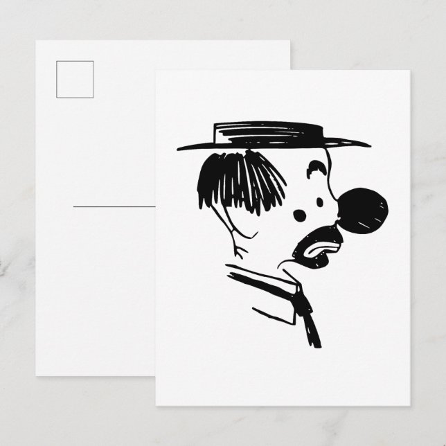 Postal Ilustración vintage payaso (Anverso / Reverso)