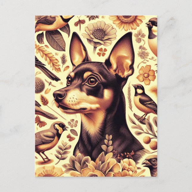 Postal Ilustracion Vintage Pinscher (Anverso)